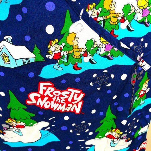 Scrubs Top Xmas Frosty The Snowman Blue L 2XL 3XL Warner Bro NEW - Picture 4 of 4